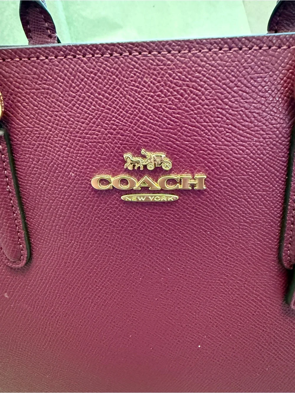 COACH Women’s Structured Saffiano Leather Satchel - Berry (missing long handle) - Picture 2 of 7